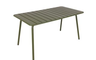 MaximaVida Max Metalen tuintafel 150 x 80 cm legergroen terras tafel sandtexture zandstraal bovenaanzicht nieuw