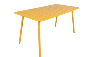 MaximaVida Max Metalen tuintafel 150 x 80 cm robuuste terras tafel stevig Okergeel