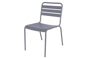 MaximaVida Metalen Max Stoel Sand Texture zandstraal Muisgrijs schuin