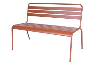 MaximaVida Metalen Max bank Sand Texture zandstraal Roestbruin schuin vooraanzicht